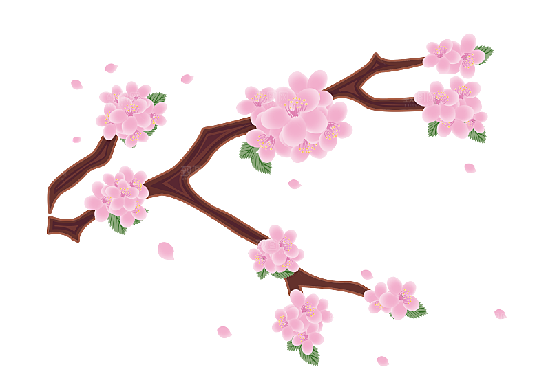 手绘粉红色樱花桃花梅花花朵PNG免抠素材