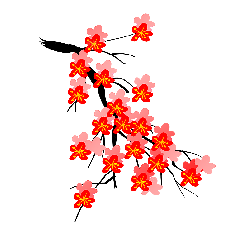 手绘粉红色樱花桃花梅花花朵PNG免抠素材