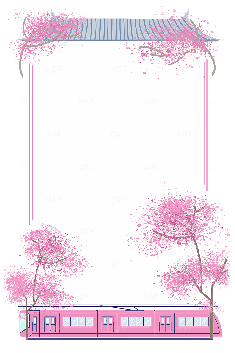手绘粉红色樱花桃花梅花花朵PNG免抠素材