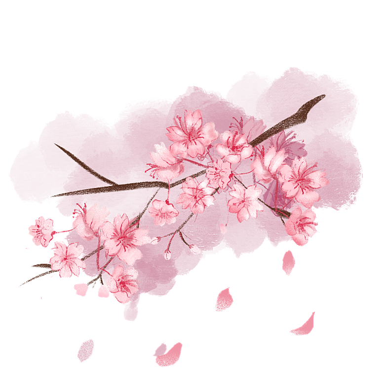 手绘粉红色樱花桃花梅花花朵PNG免抠素材
