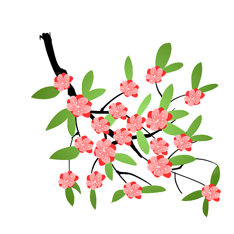 手绘粉红色樱花桃花梅花花朵PNG免抠
