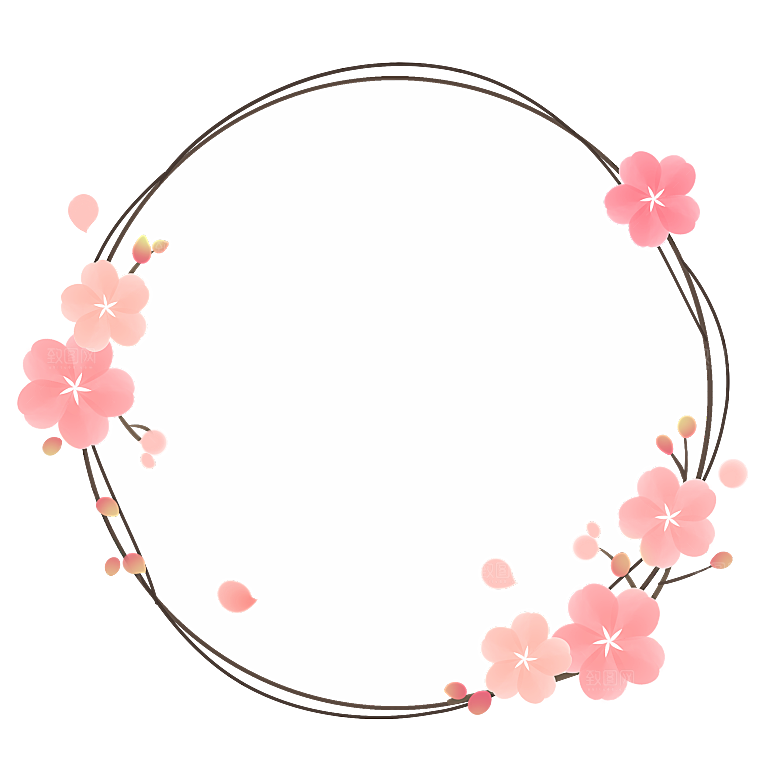 手绘粉红色樱花桃花梅花花朵PNG免抠