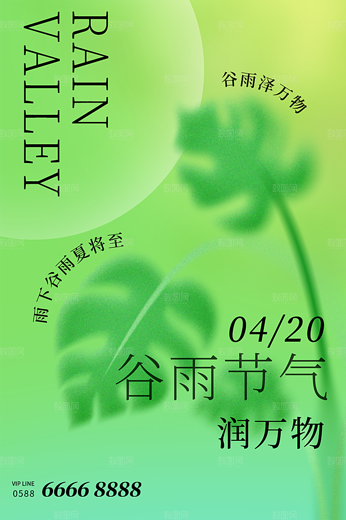 谷雨节气简约大气质感
