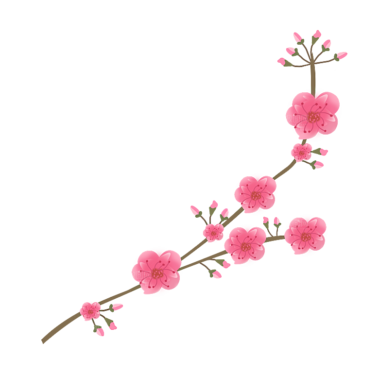 手绘粉红色樱花桃花梅花花朵PNG免抠