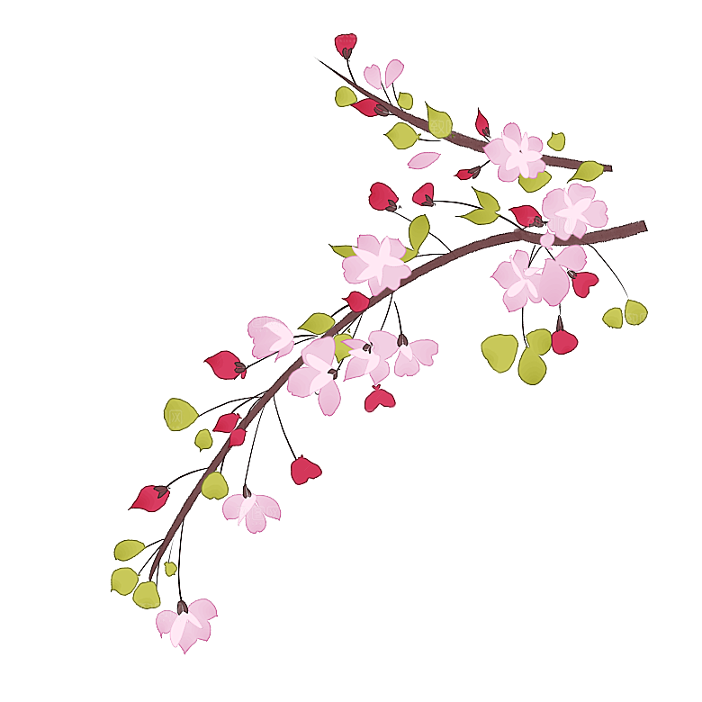 手绘粉红色樱花桃花梅花花朵PNG免抠
