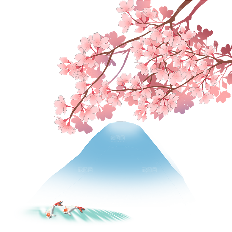 手绘粉红色樱花桃花梅花花朵PNG免抠