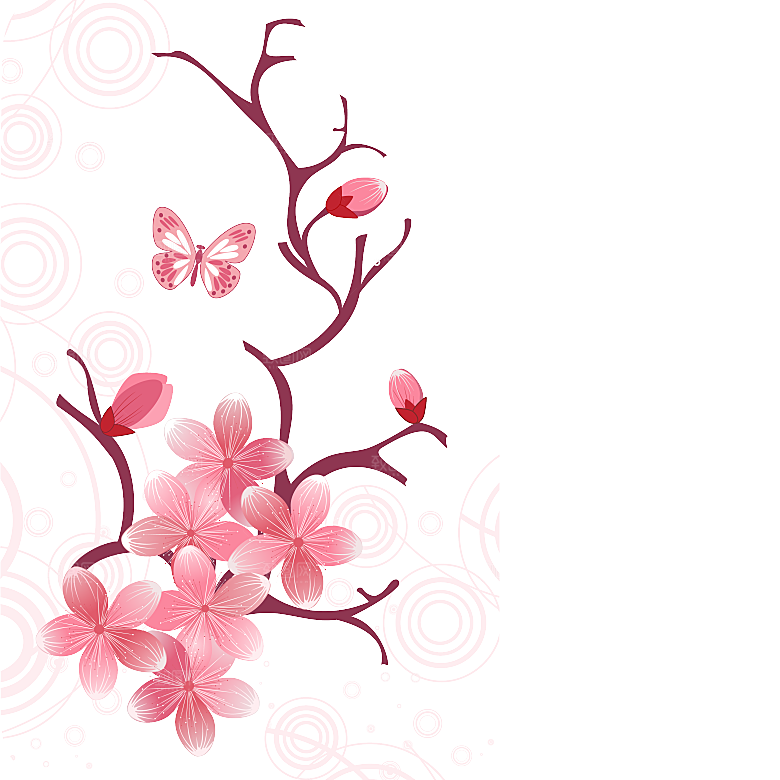 手绘粉红色樱花桃花梅花花朵PNG免抠