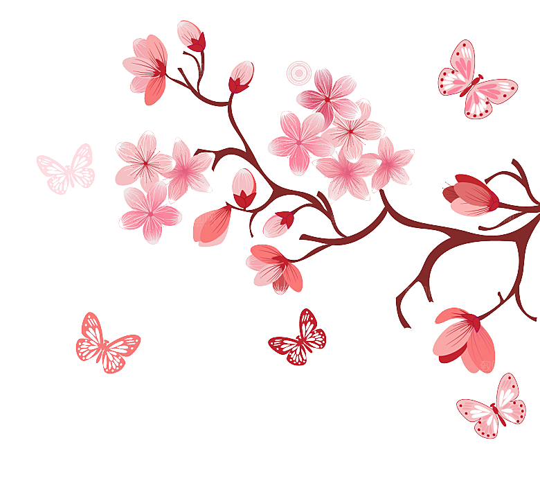 手绘粉红色樱花桃花梅花花朵PNG免抠图片