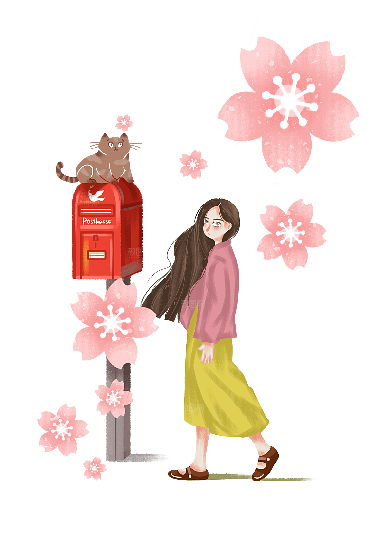手绘粉红色樱花桃花梅花花朵PNG免抠图片