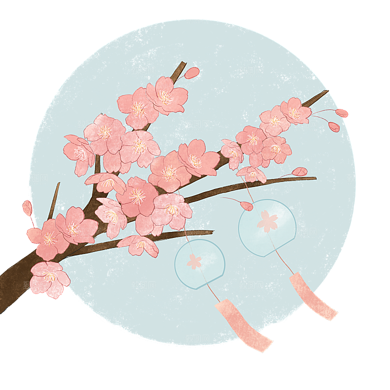 手绘粉红色樱花桃花梅花花朵PNG免抠图片