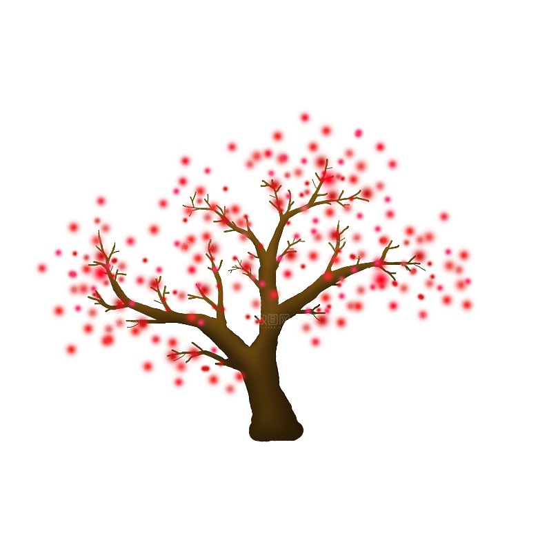 浪漫樱花树桃花插图背景PNG免抠