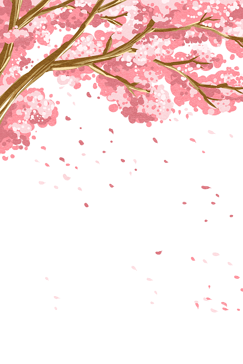 浪漫樱花树桃花插图背景PNG免抠素材