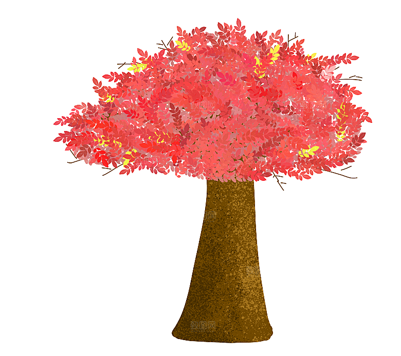 浪漫樱花树桃花插图背景PNG免抠