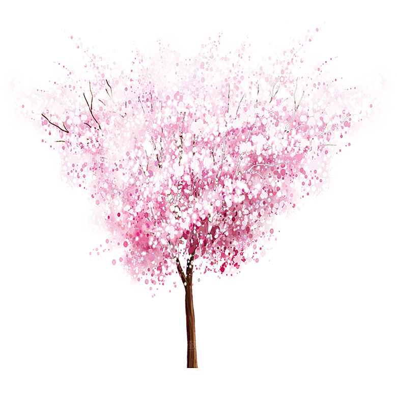 浪漫樱花树桃花插图背景PNG免抠