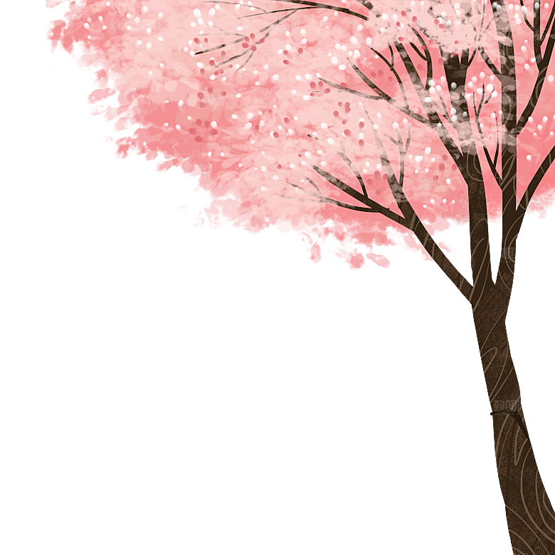 浪漫樱花树桃花插图背景PNG免抠