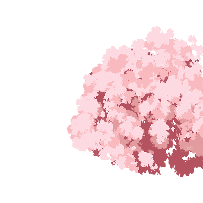 浪漫樱花树桃花插图背景PNG免抠