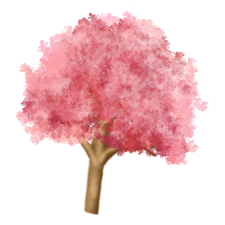 浪漫樱花树桃花插图背景PNG免抠素材
