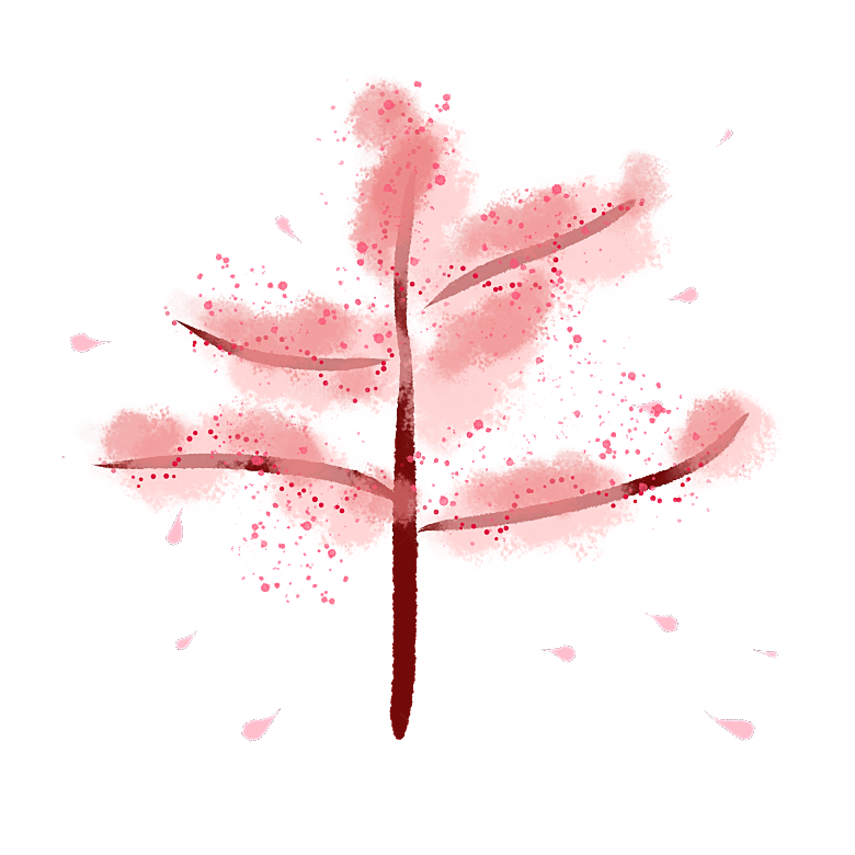 浪漫樱花树桃花插图背景PNG免抠素材