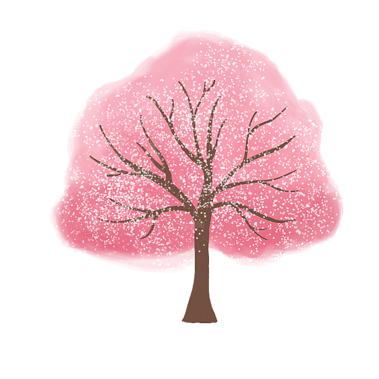 浪漫樱花树桃花插图背景PNG免抠素材