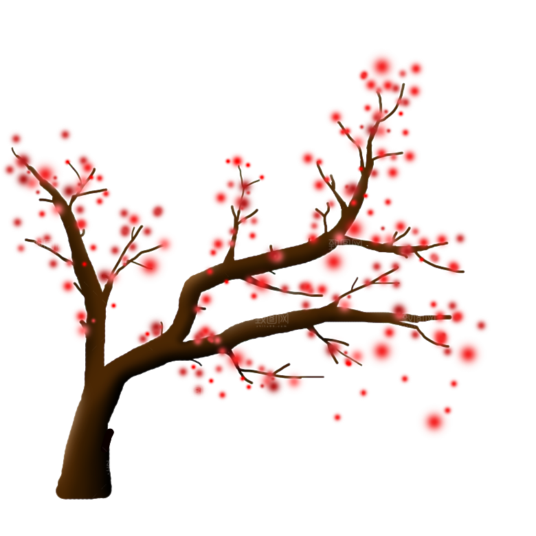 浪漫樱花树桃花插图背景PNG免抠素材