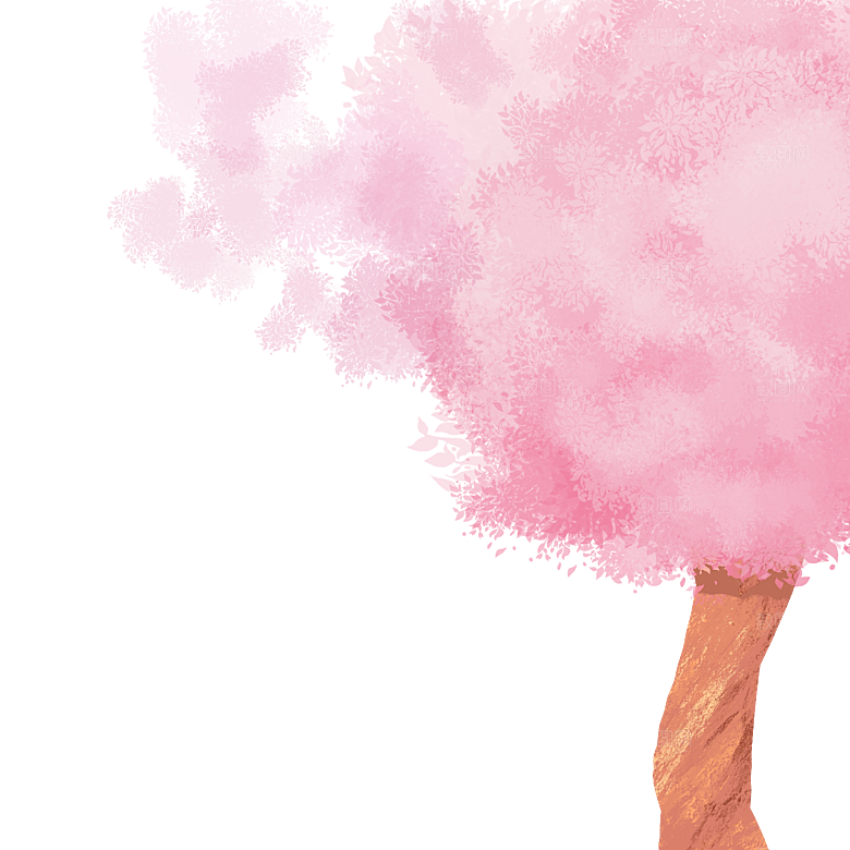 浪漫樱花树桃花插图背景PNG免抠素材