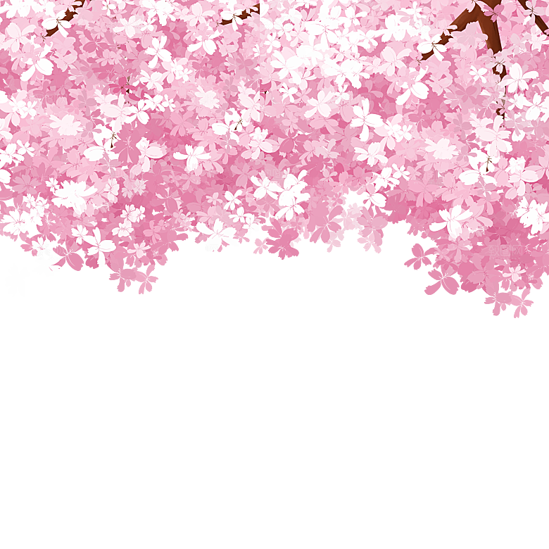 浪漫樱花树桃花插图背景PNG免抠素材