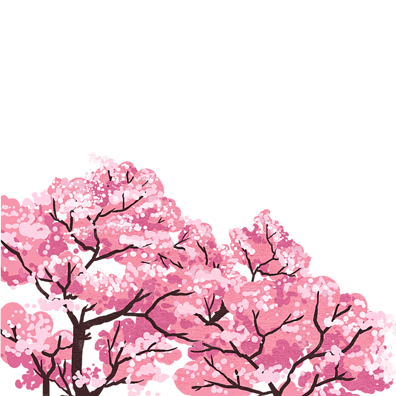 浪漫樱花树桃花插图背景PNG免抠