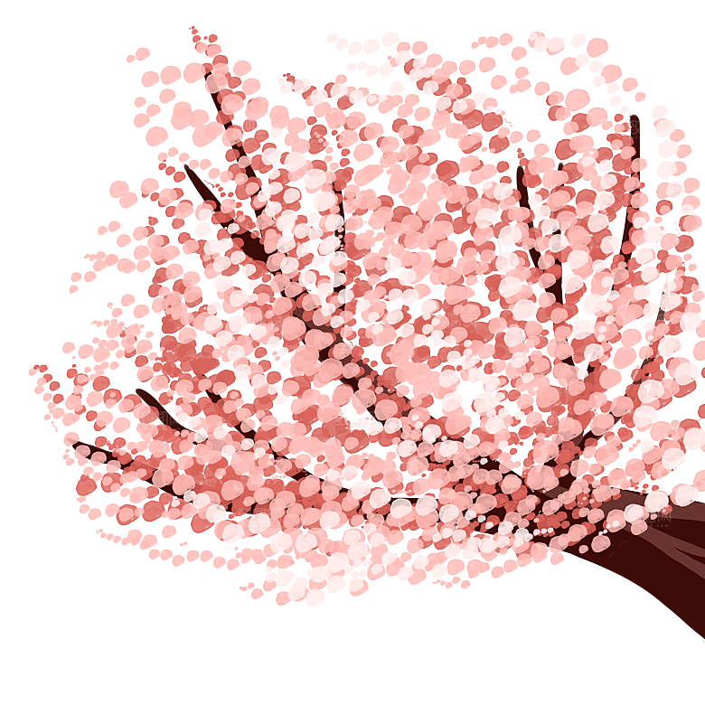 浪漫樱花树桃花插图背景PNG免抠素材