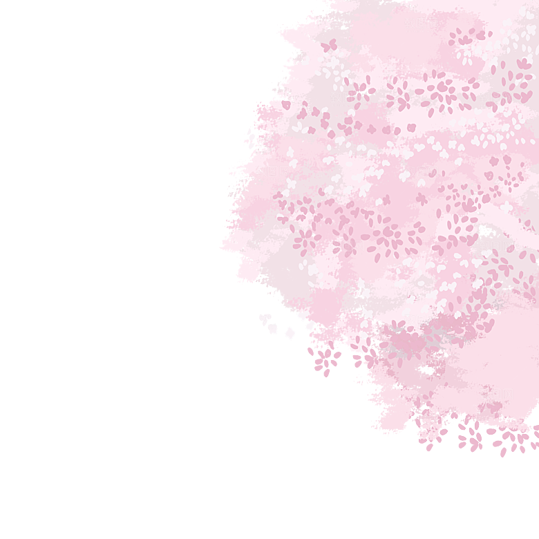 浪漫樱花树桃花插图背景PNG免抠素材