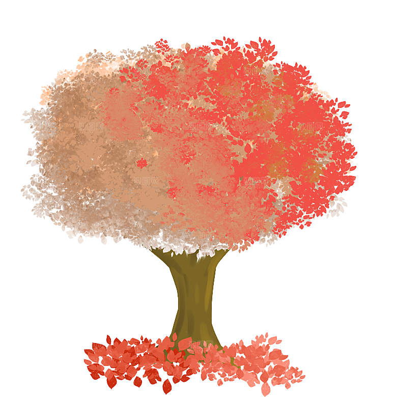 浪漫樱花树桃花插图背景PNG免抠