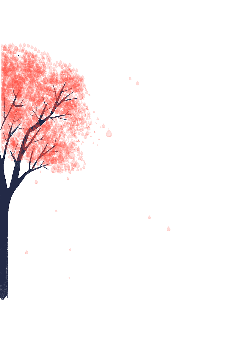浪漫樱花树桃花插图背景PNG免抠素材