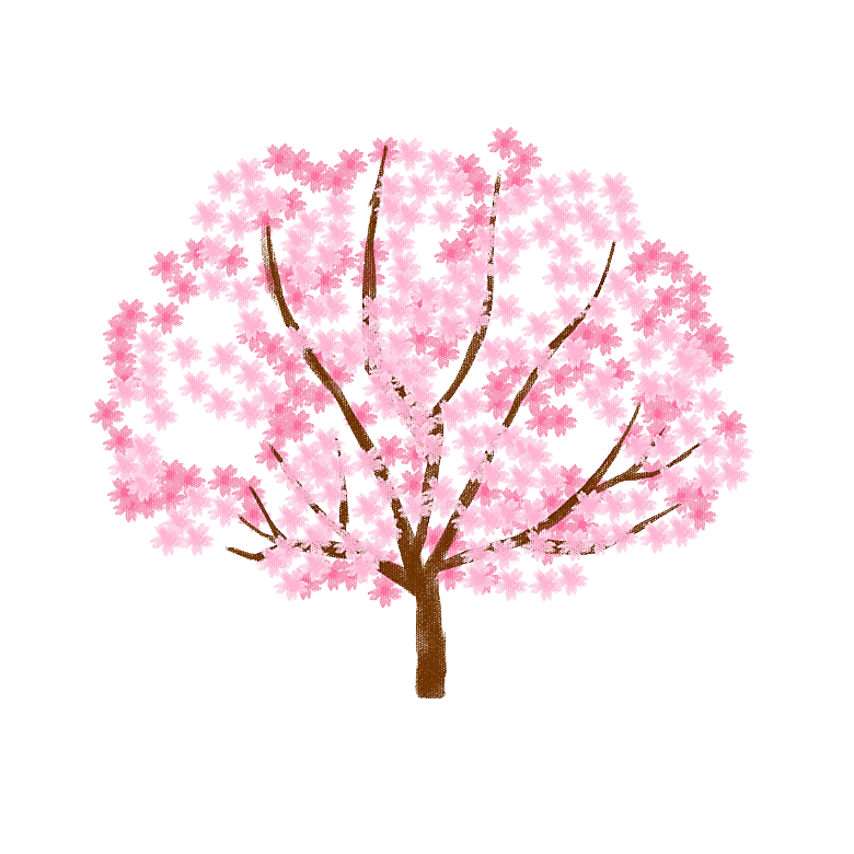 浪漫樱花树桃花插图背景PNG免抠素材