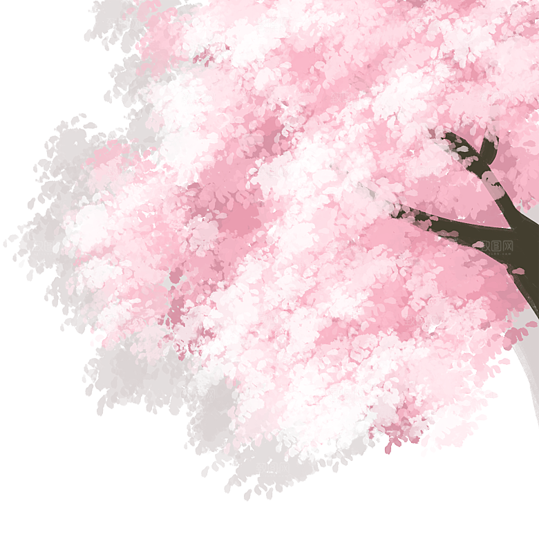 浪漫樱花树桃花插图背景PNG免抠素材