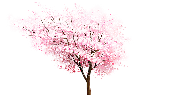 浪漫樱花树桃花插图背景PNG免抠