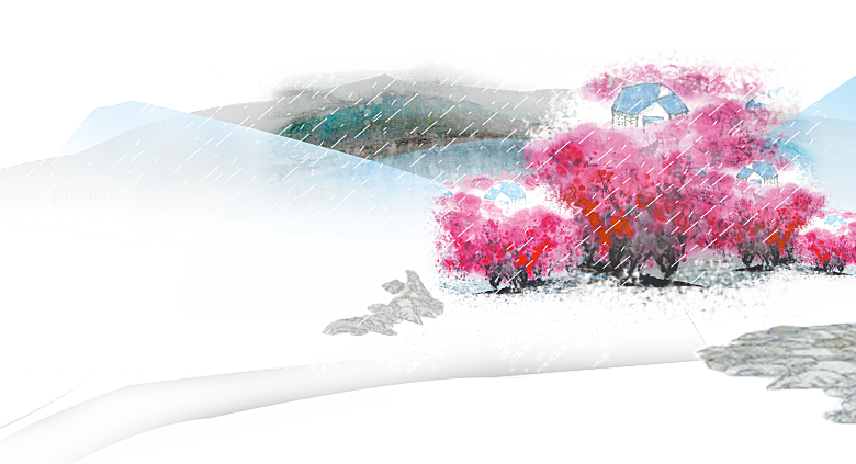 浪漫樱花树桃花插图背景PNG免抠