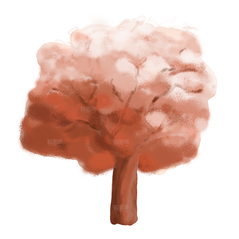 浪漫樱花树桃花插图背景PNG免抠素材
