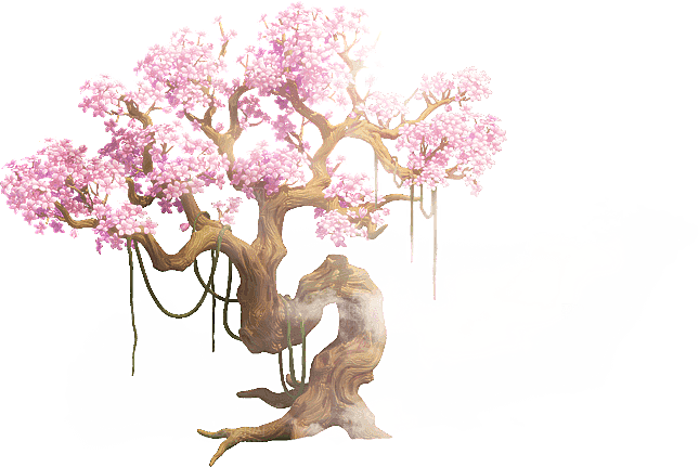 浪漫樱花树桃花插图背景PNG免抠