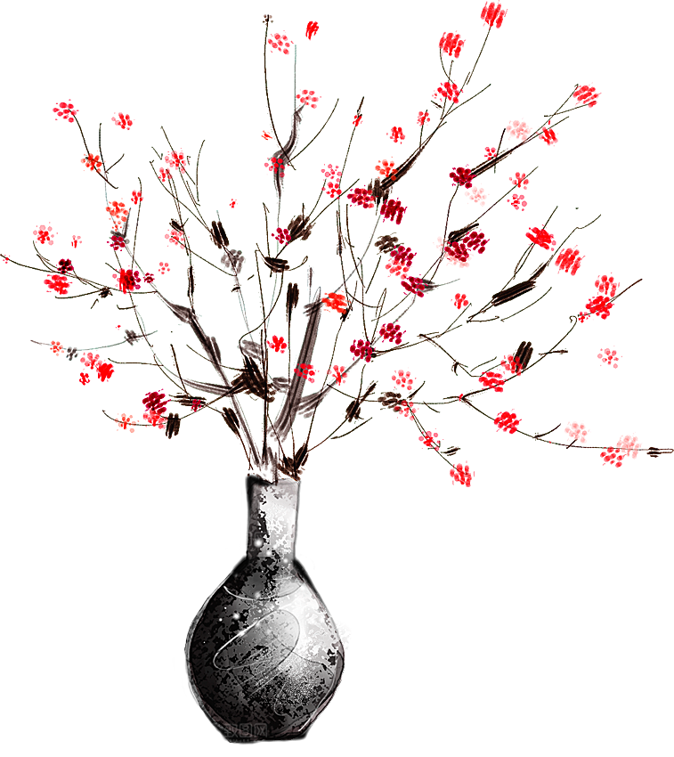 浪漫樱花树桃花插图背景PNG免抠
