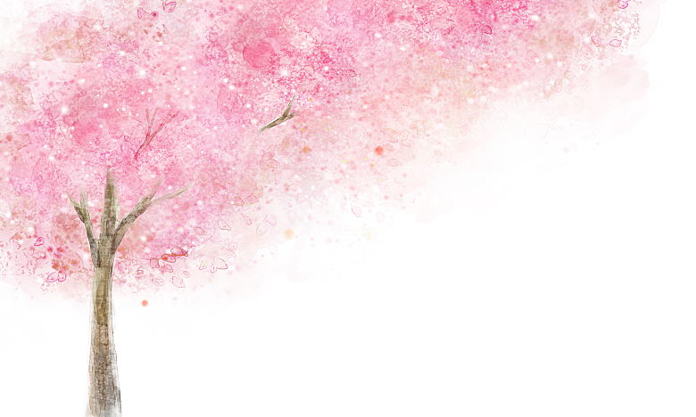 浪漫樱花树桃花插图背景PNG免抠