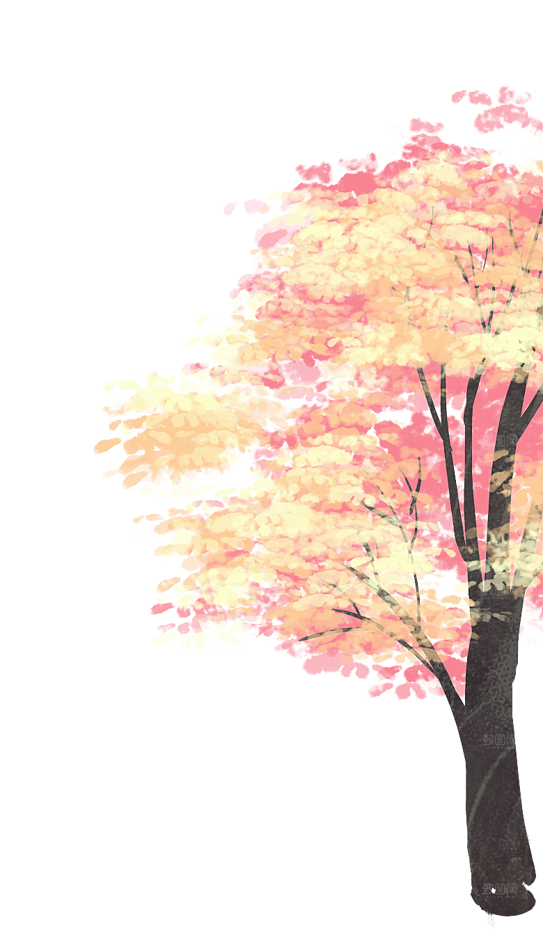 浪漫樱花树桃花插图背景PNG免抠