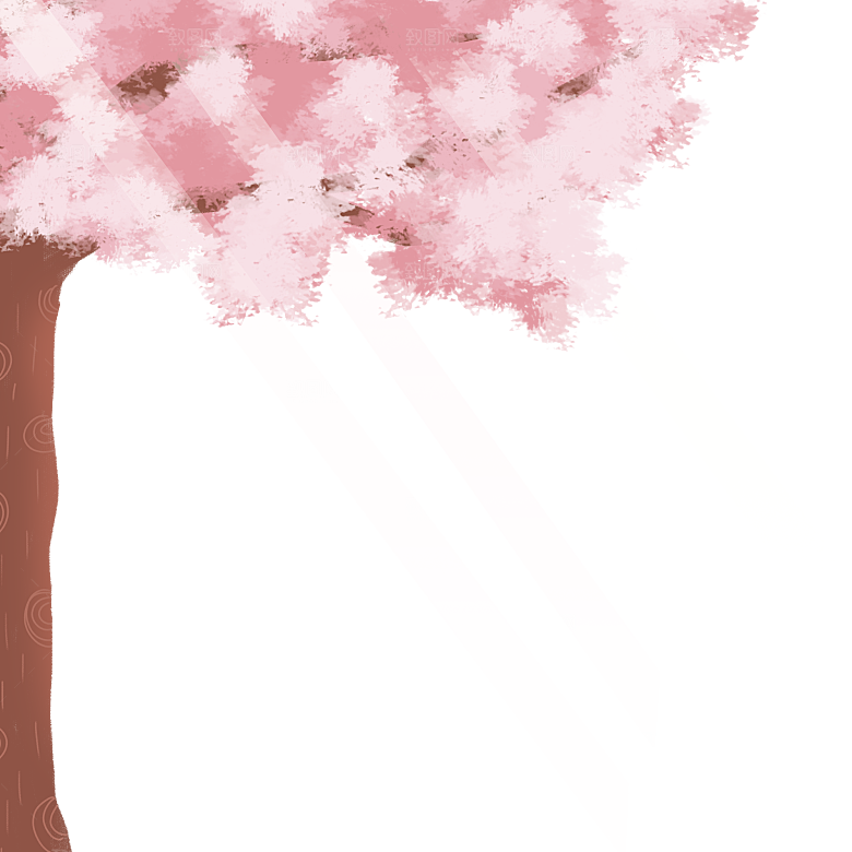 浪漫樱花树桃花插图背景PNG免抠素材