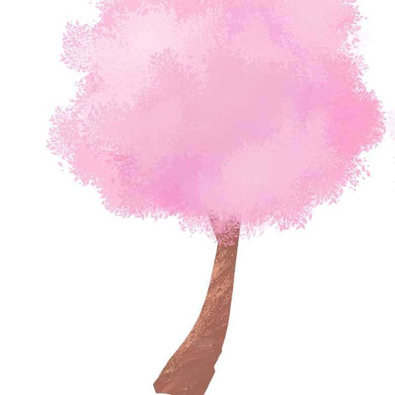 浪漫樱花树桃花插图背景PNG免抠
