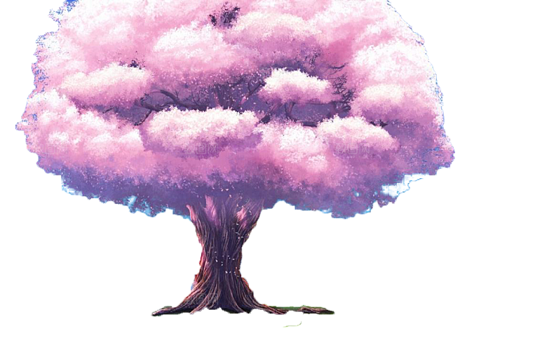 浪漫樱花树桃花插图背景PNG免抠图片