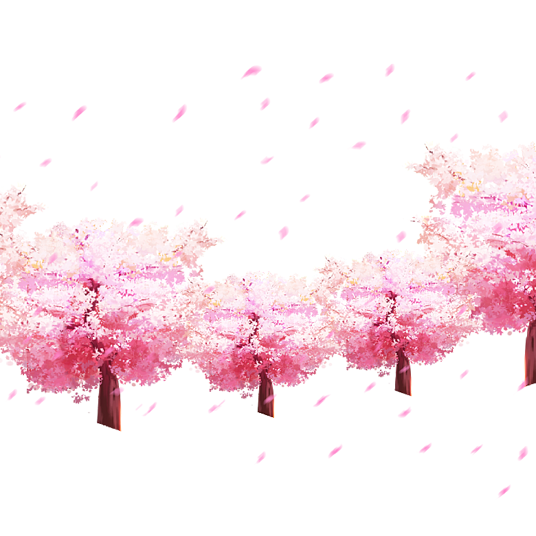 浪漫樱花树桃花插图背景PNG免抠图片