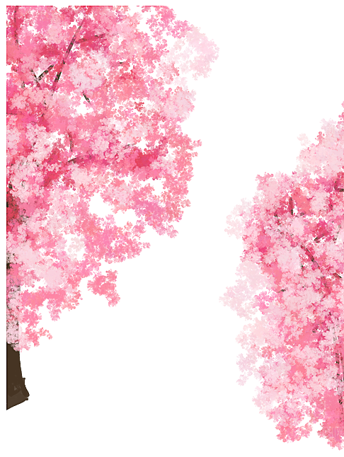 浪漫樱花树桃花插图背景PNG免抠图片