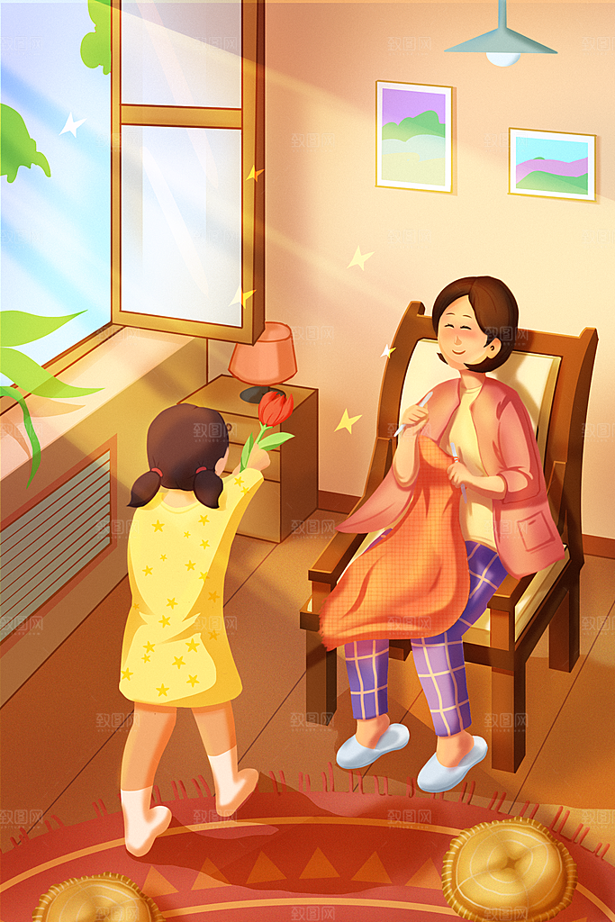 海报插画卡通母亲节