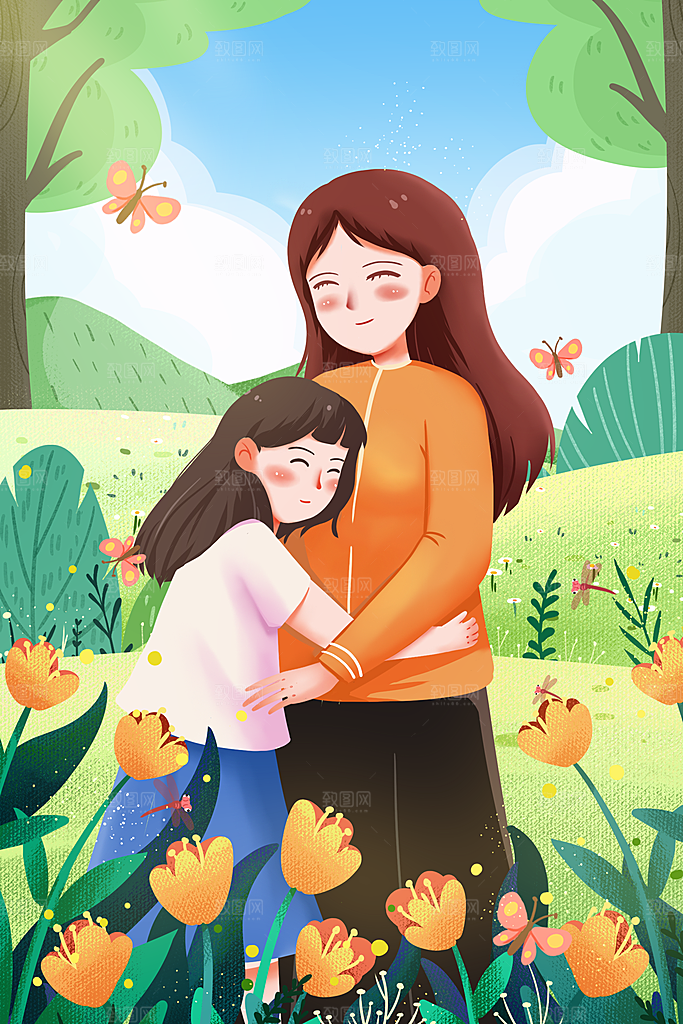 卡通插画母亲节海报