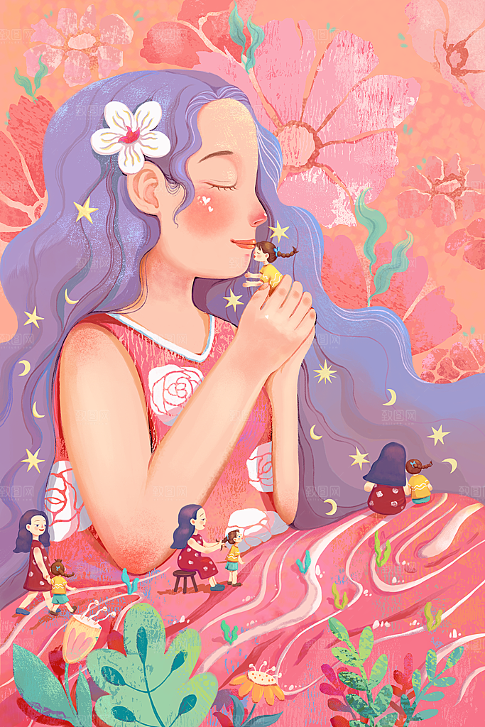 海报卡通母亲节插画