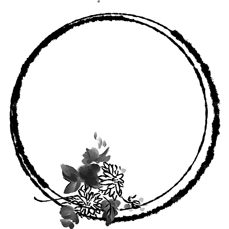 中式水墨文本框标题框窗格PNG图片