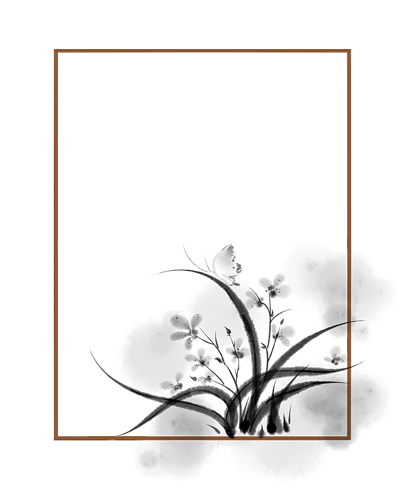 中式水墨文本框标题框窗格PNG图片